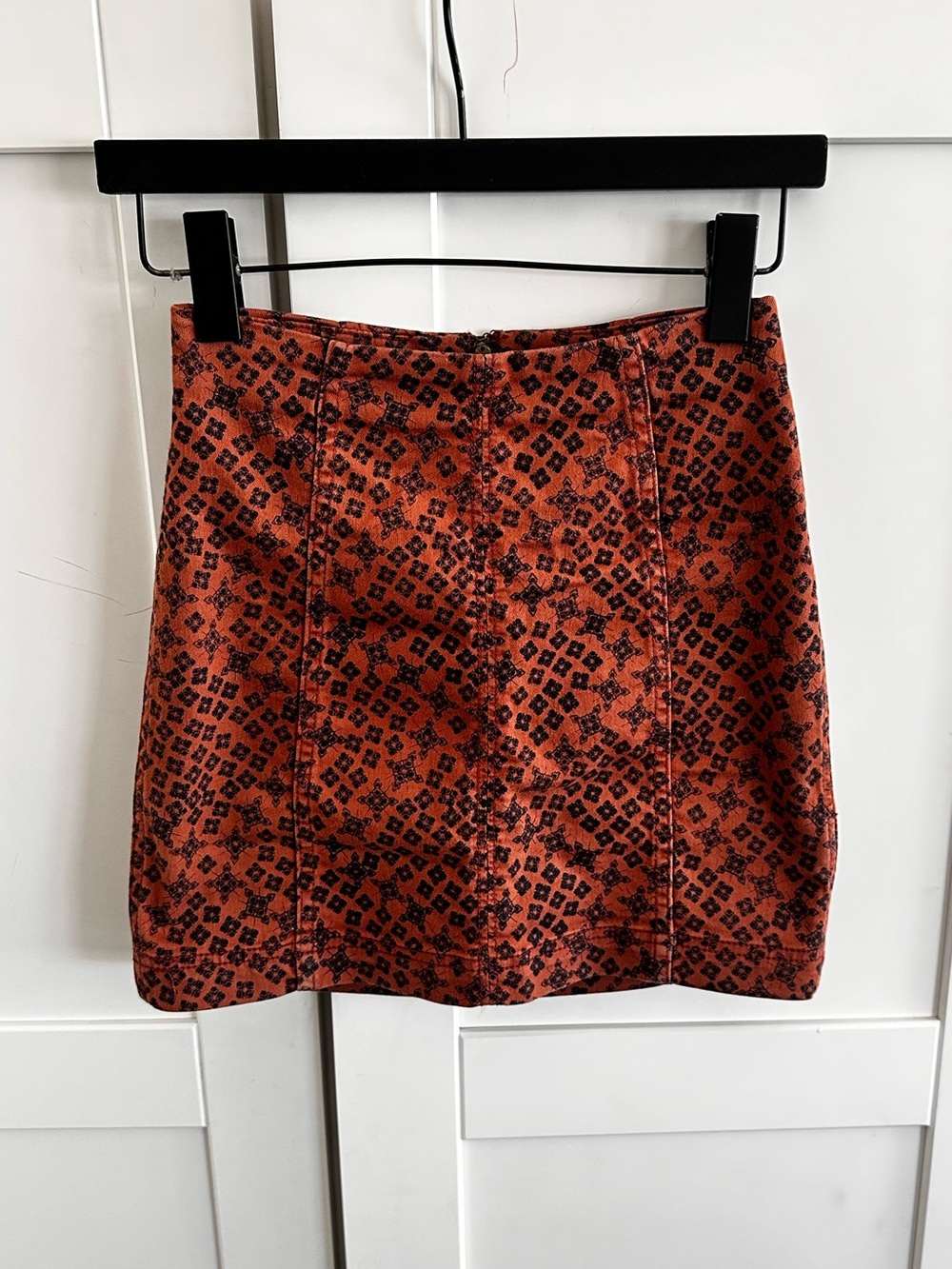 Free People Brown Black Printed Mini Skirt Size 0 Boho Fall